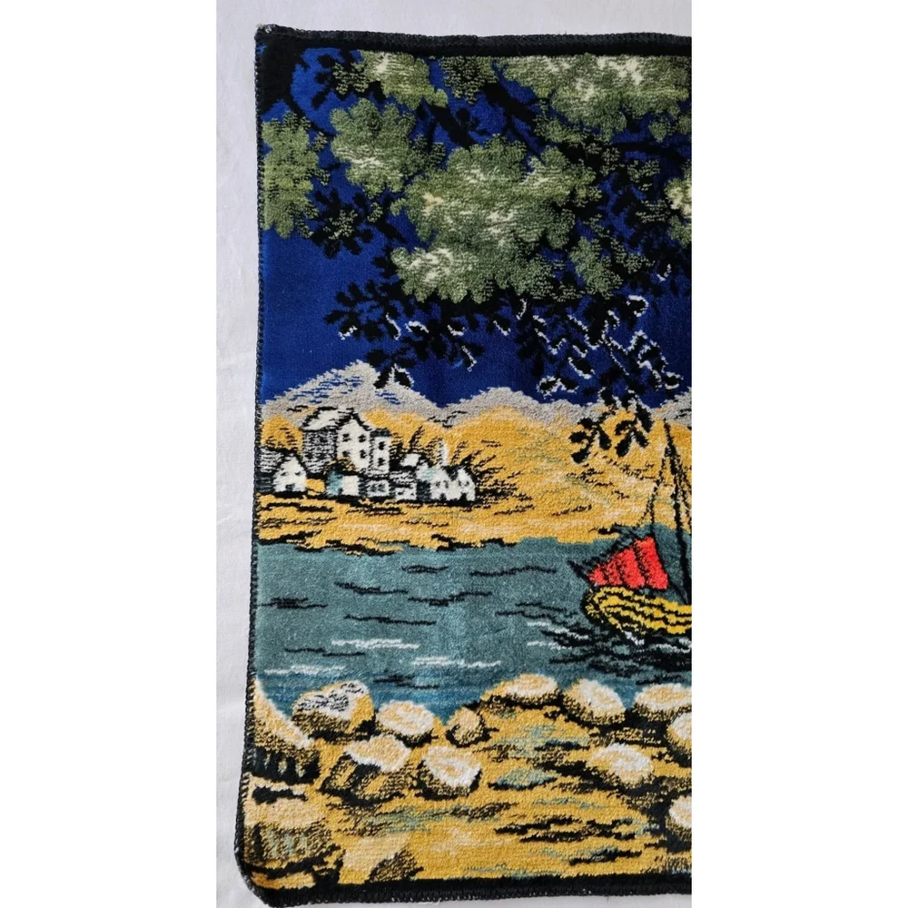 Vintage Tapestry Sailing Ship Barque Made In Italy Ramallah Trading New York